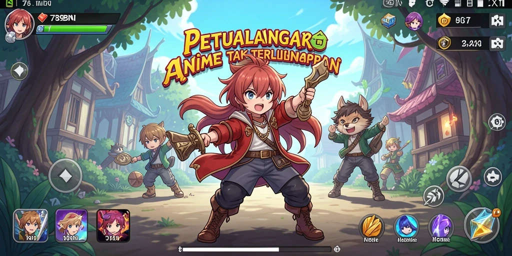 Tangkapan layar gameplay menampilkan karakter Anime yang beraksi.
