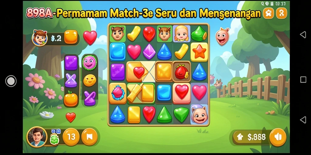 Screenshot utama 898A menampilkan gameplay seru dari permainan Match-3.