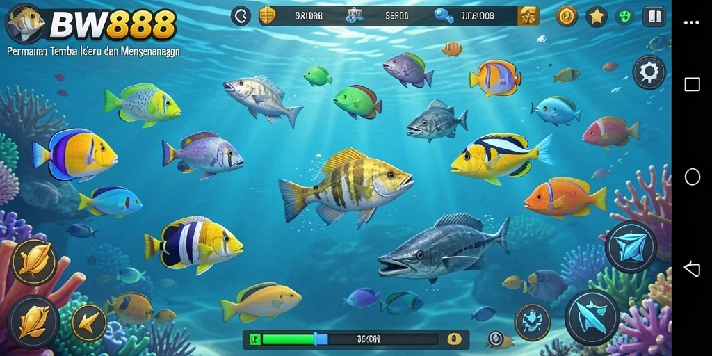Tampilan gameplay BW888 yang seru saat menembak ikan.