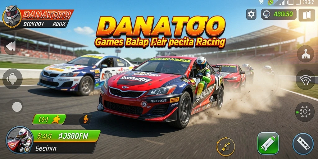 Tampilan gameplay menegangkan dalam balapan mobil di DANATOTO.
