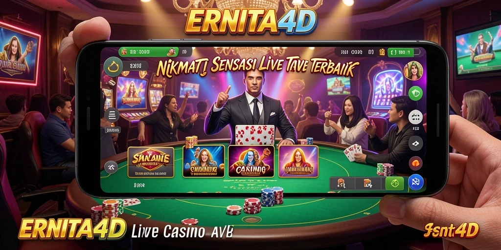 Tampilan menarik gameplay Live Casino dengan dealer langsung di ERNITA4D.
