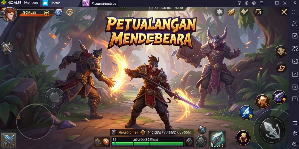 Screenshot GOAL55 menampilkan aksi seru dalam gameplay MMORPG.