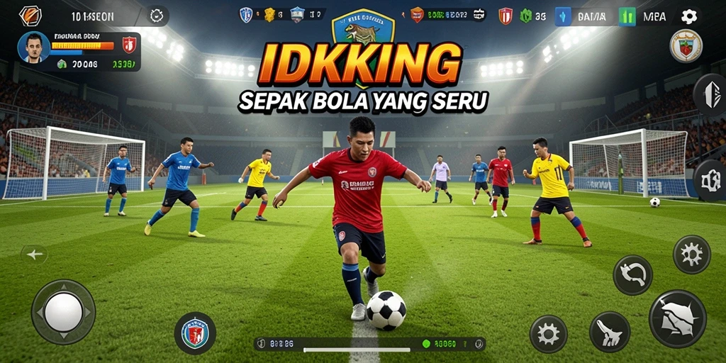 Tampilan gameplay <strong>IDRKING</strong> yang mendebarkan dengan aksi sepak bola.