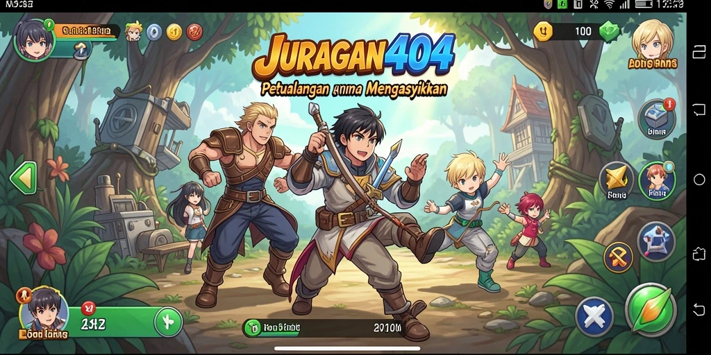 Tampilan gameplay seru dari JURAGAN404 dengan karakter Anime yang beragam.