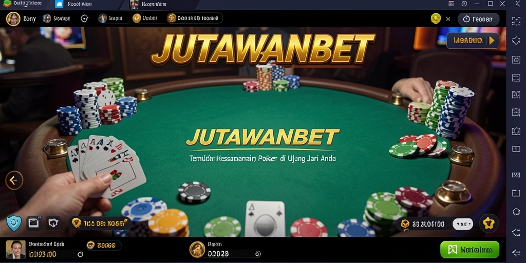 Tampilan gameplay seru dalam aplikasi poker JUTAWANBET.
