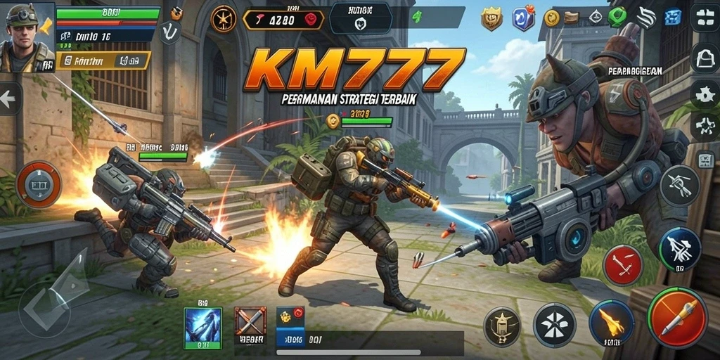Tangkapan layar KM777 menampilkan aksi seru dalam gameplay strategi.
