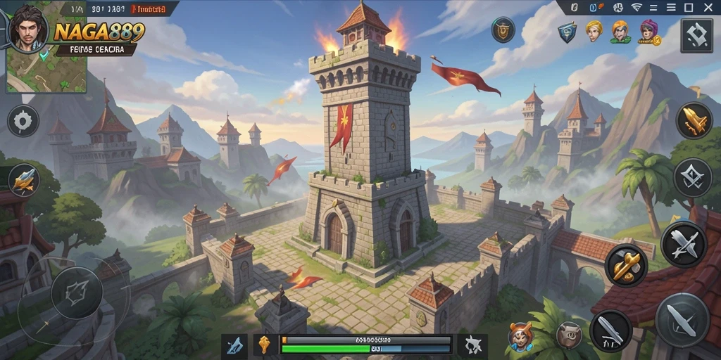 Tampilan aksi mendebarkan dalam gameplay Tower Defense NAGA889.