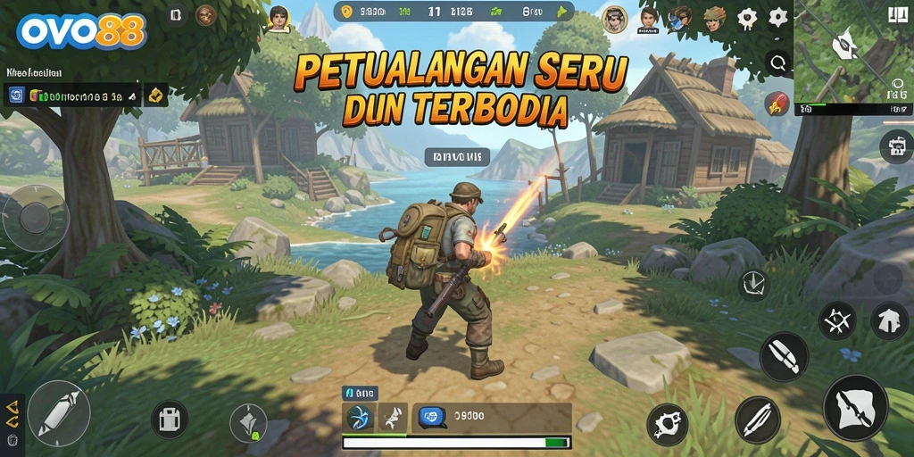 Tangkapan layar permainan OVO88 yang menunjukkan dunia terbuka yang memukau.