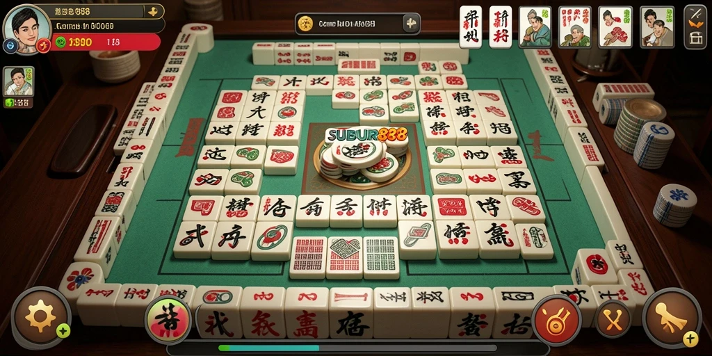 Screenshot gameplay SUBUR88 yang menunjukkan tantangan Mahjong yang seru.