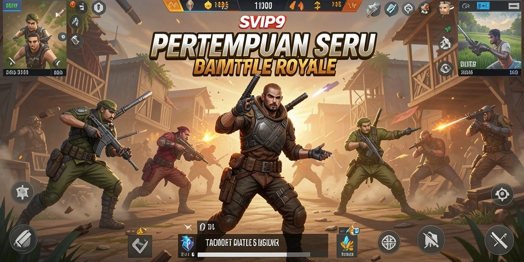 Screenshot gameplay SVIP9 menampilkan aksi intens dalam pertempuran Battle Royale.